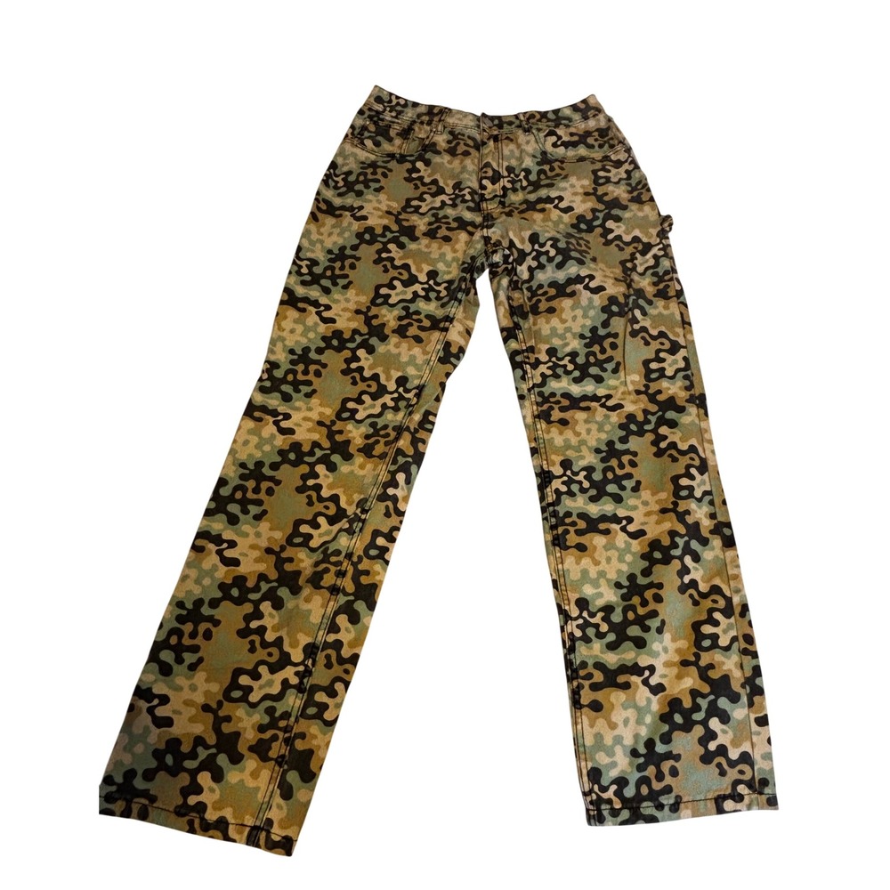 Students Mens Camo Carpenter Pants Multi Color Cotton Utility Workwear Size 34